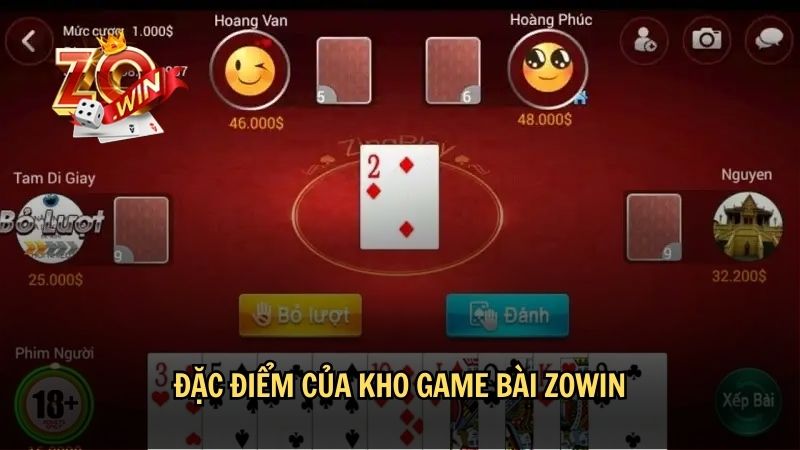 Đặc điểm của kho game bài Zowin