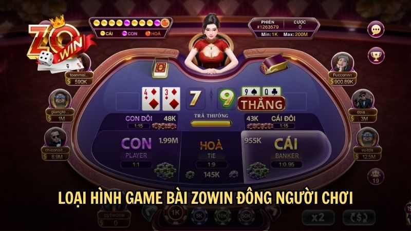 Những loại hình game bài Zowin đông đảo người chơi